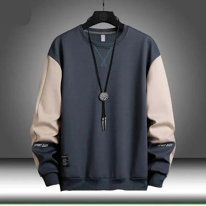 Nouveau Sweatshirt Printemps Homme Décontracté Hip Hop Streetwear Ample Hoodies Homme Patchwork Pullover Tops Homme Sweatshirt Streetwear Ample Hoodies Solide Patchwork Pullover Tops
