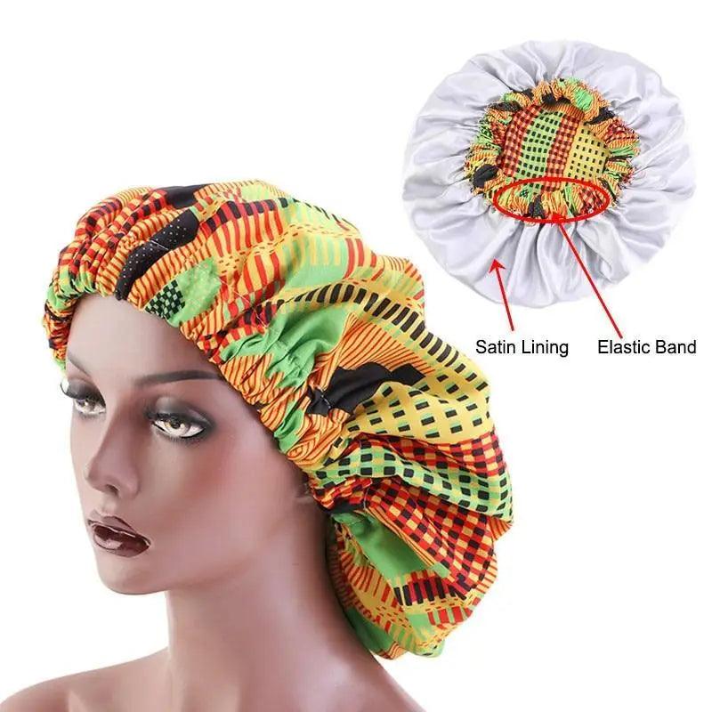 Nouveau Bonnet extra large époustouflant doublé de satin pour femmes, grande taille, imprimé beauté, bonnet de nuit en satin de soie, couvre-chef, chapeau bonnet