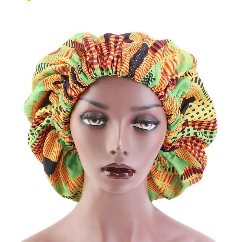 Nouveau Bonnet extra large époustouflant doublé de satin pour femmes, grande taille, imprimé beauté, bonnet de nuit en satin de soie, couvre-chef, chapeau bonnet
