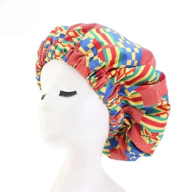 Nouveau Bonnet extra large époustouflant doublé de satin pour femmes, grande taille, imprimé beauté, bonnet de nuit en satin de soie, couvre-chef, chapeau bonnet