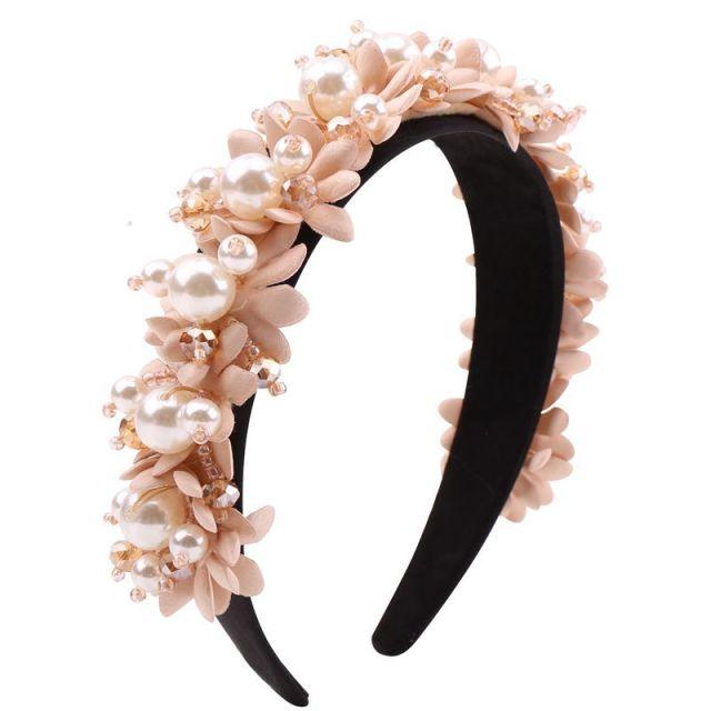 Serre-têtes Perle Fleur Perles de Cristal Embellissement Bandeaux Larges Femmes Couronne de Mariage Tiara Magnifiques Accessoires Cheveux pour Femmes