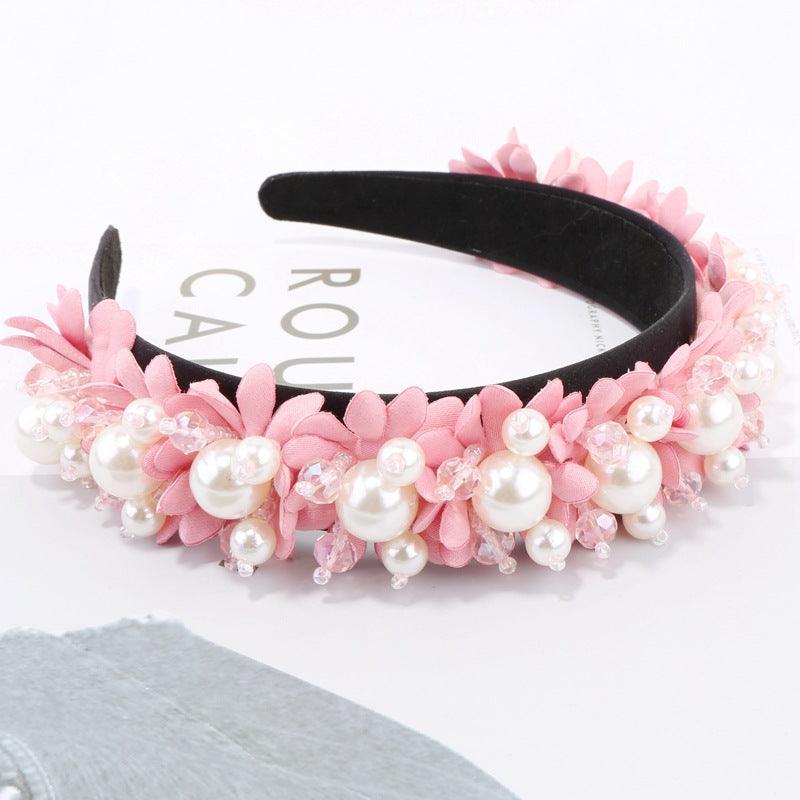 Serre-têtes Perle Fleur Perles de Cristal Embellissement Bandeaux Larges Femmes Couronne de Mariage Tiara Magnifiques Accessoires Cheveux pour Femmes