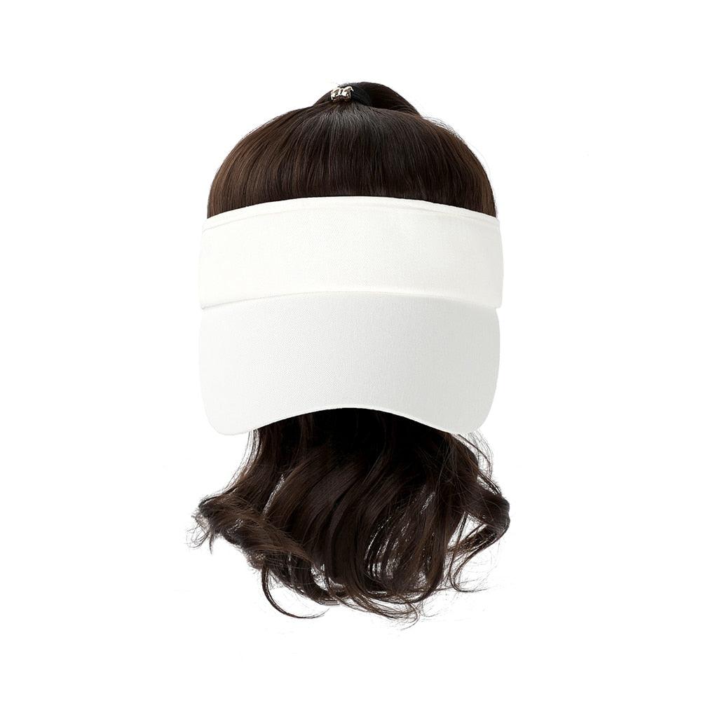 Perruque Synthétique avec Chapeau Visière pour Femmes, Extension de Queue de Cheval, Perruque Frisée Ondulée, Casquette de Baseball avec Cheveux, Perruques pour Femmes Noires, Perruques Cosplay pour Femmes