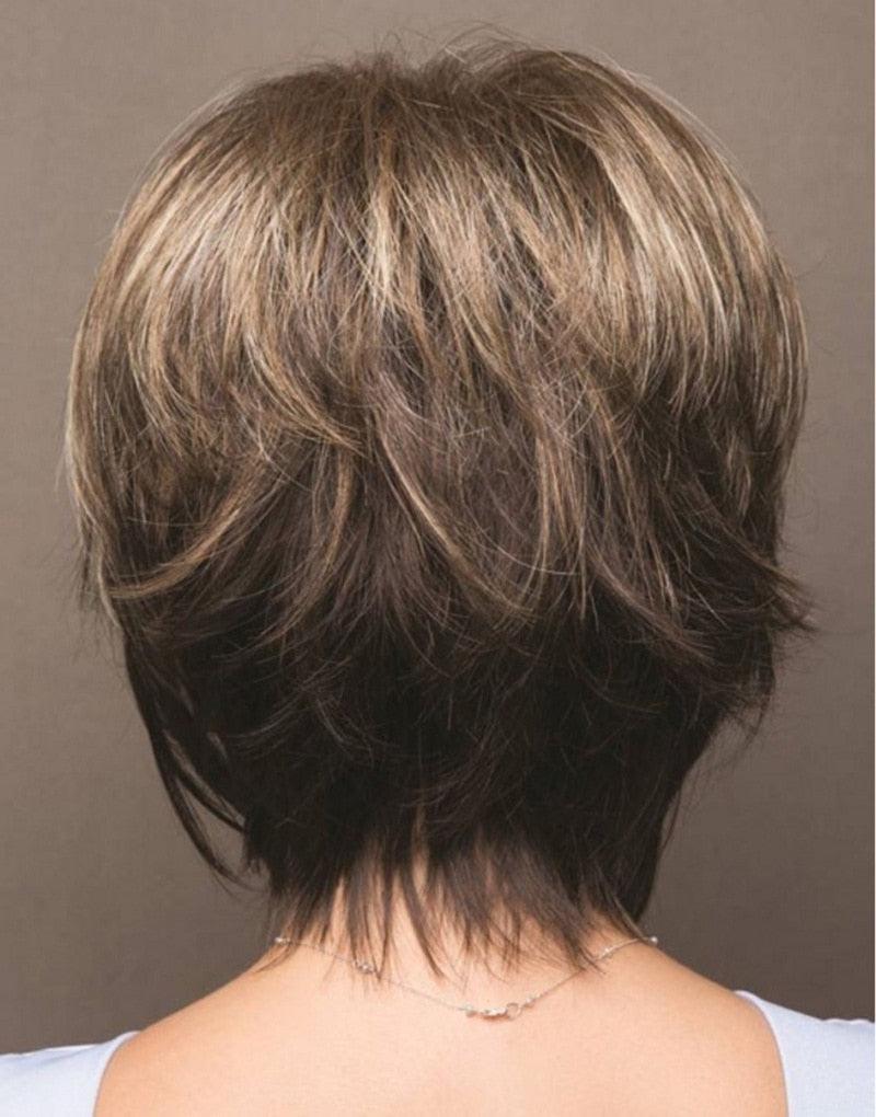 Nouvelle perruque courte pour femme style synthétique mélangé blond marron naturel résistant à la chaleur pour femme perruques bob pour femmes noires cadeaux pour femmes noires