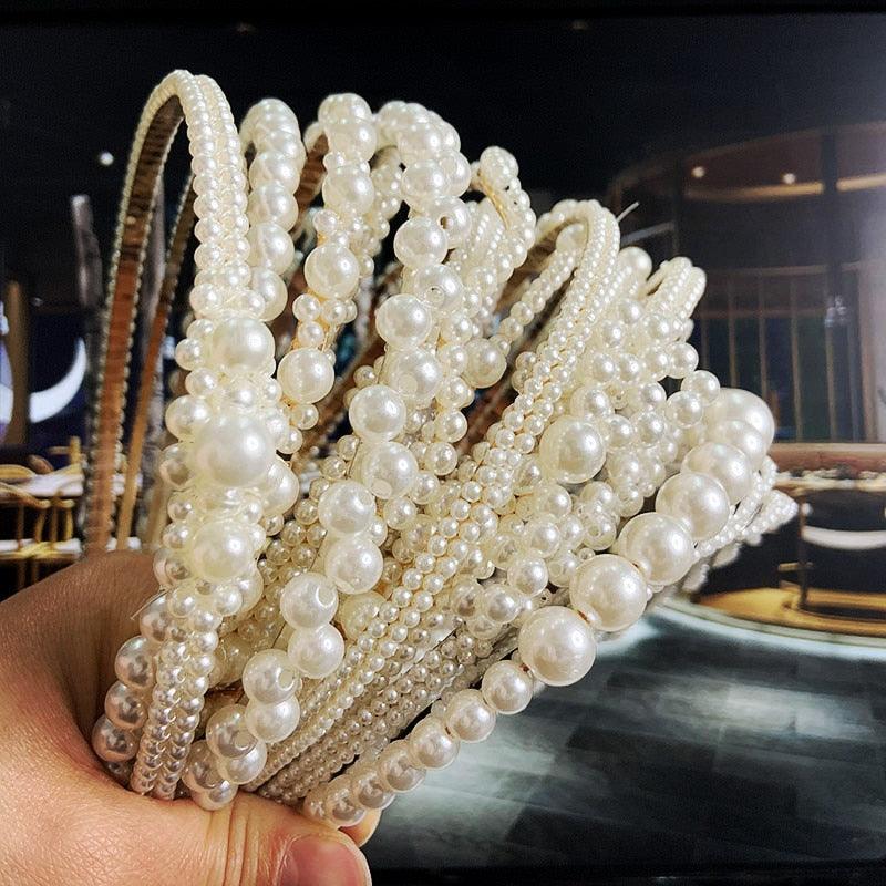 Simulations de perles pour femmes, accessoires de cheveux coréens, bandeaux à nœuds faits à la main, cerceaux de fleurs, ornements de mariage, superbes accessoires de cheveux pour femmes