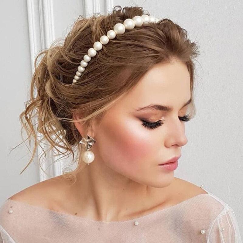 Simulations de perles pour femmes, accessoires de cheveux coréens, bandeaux à nœuds faits à la main, cerceaux de fleurs, ornements de mariage, superbes accessoires de cheveux pour femmes
