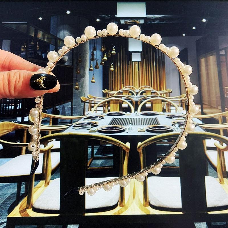 Simulations de perles pour femmes, accessoires de cheveux coréens, bandeaux à nœuds faits à la main, cerceaux de fleurs, ornements de mariage, superbes accessoires de cheveux pour femmes