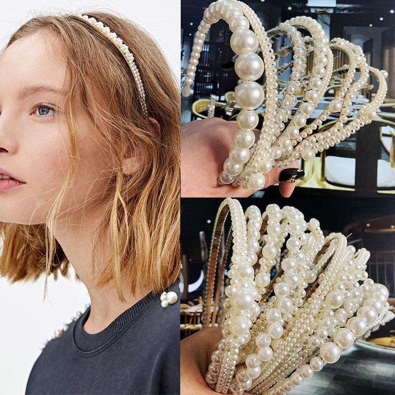 Simulations de perles pour femmes, accessoires de cheveux coréens, bandeaux à nœuds faits à la main, cerceaux de fleurs, ornements de mariage, superbes accessoires de cheveux pour femmes