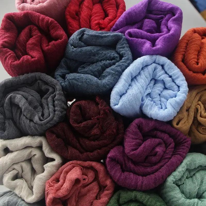 Nouveau Foulard Élégant Uni Femme Musulmane Chiffon Hijab Foulard Femme Musulmane Doux Coton Écharpe Islamique Hijab Châles et Enveloppes
