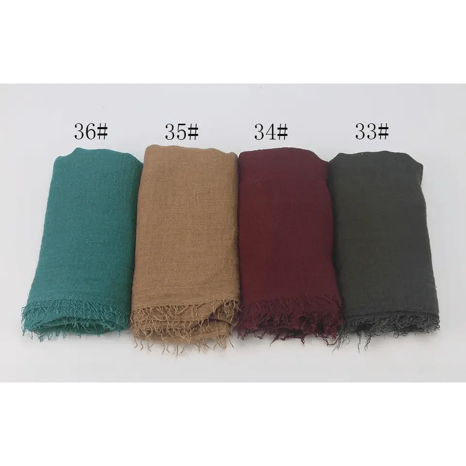 Nouveau Foulard Élégant Uni Femme Musulmane Chiffon Hijab Foulard Femme Musulmane Doux Coton Écharpe Islamique Hijab Châles et Enveloppes