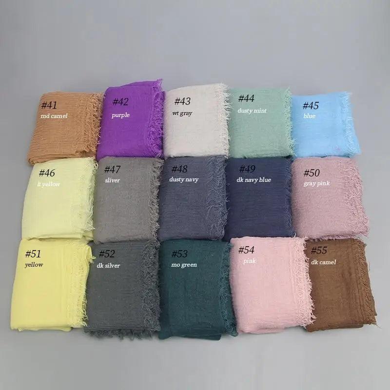 Nouveau Foulard Élégant Uni Femme Musulmane Chiffon Hijab Foulard Femme Musulmane Doux Coton Écharpe Islamique Hijab Châles et Enveloppes