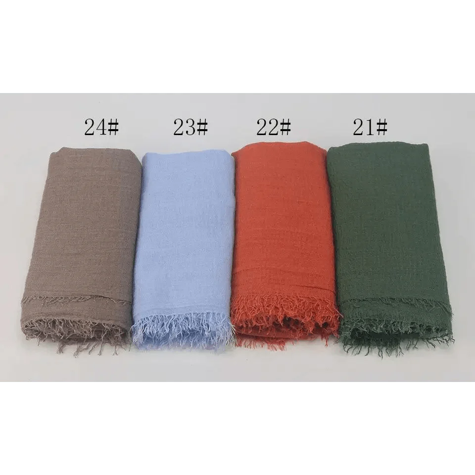 Nouveau Foulard Élégant Uni Femme Musulmane Chiffon Hijab Foulard Femme Musulmane Doux Coton Écharpe Islamique Hijab Châles et Enveloppes