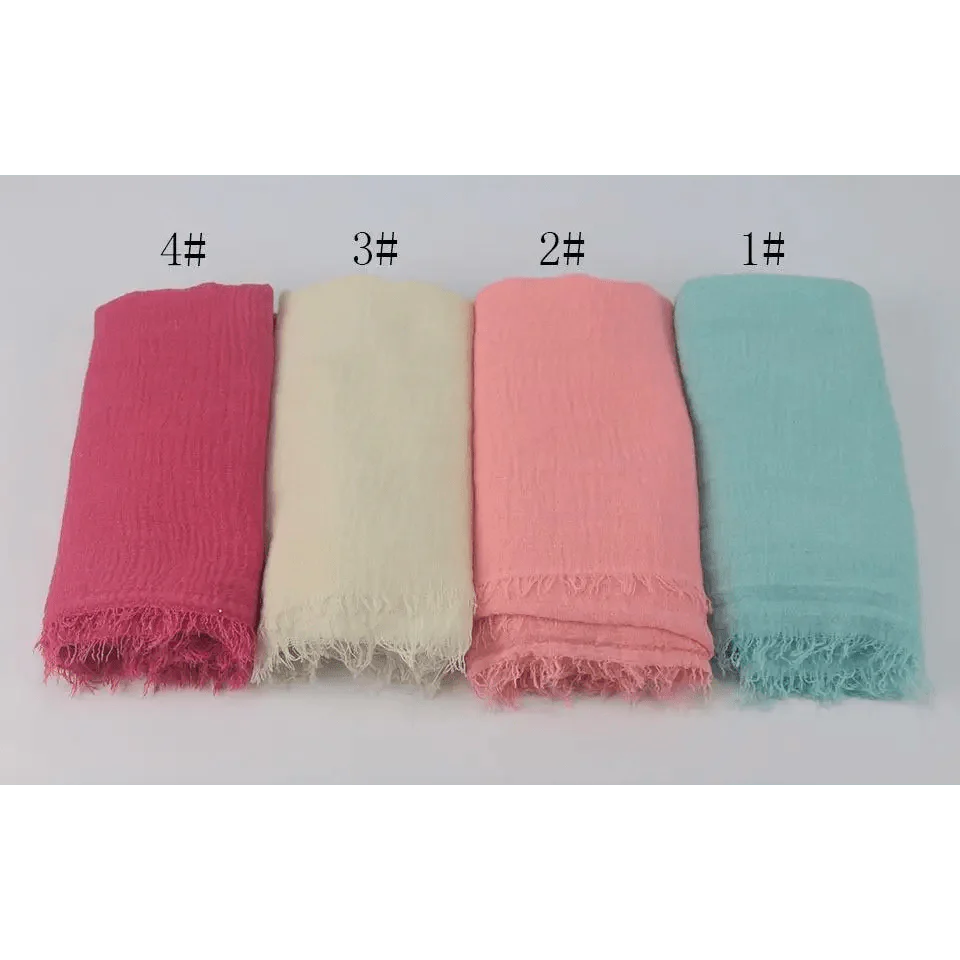 Nouveau Foulard Élégant Uni Femme Musulmane Chiffon Hijab Foulard Femme Musulmane Doux Coton Écharpe Islamique Hijab Châles et Enveloppes