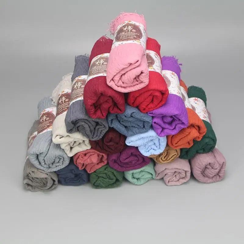 Nouveau Foulard Élégant Uni Femme Musulmane Chiffon Hijab Foulard Femme Musulmane Doux Coton Écharpe Islamique Hijab Châles et Enveloppes