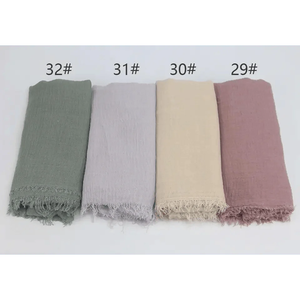Nouveau Foulard Élégant Uni Femme Musulmane Chiffon Hijab Foulard Femme Musulmane Doux Coton Écharpe Islamique Hijab Châles et Enveloppes
