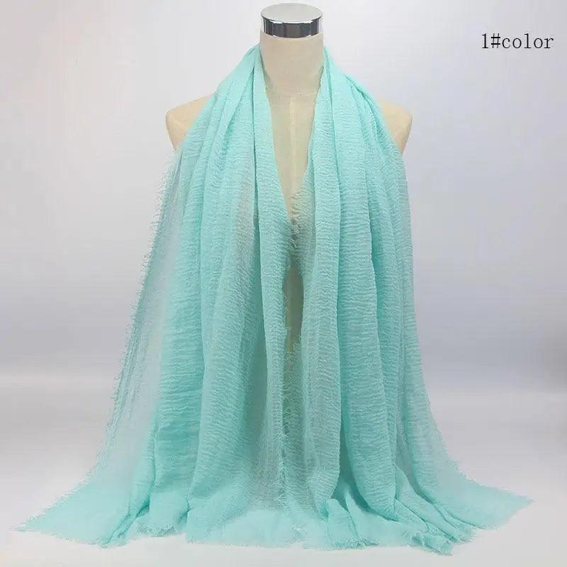 Nouveau Foulard Élégant Uni Femme Musulmane Chiffon Hijab Foulard Femme Musulmane Doux Coton Écharpe Islamique Hijab Châles et Enveloppes