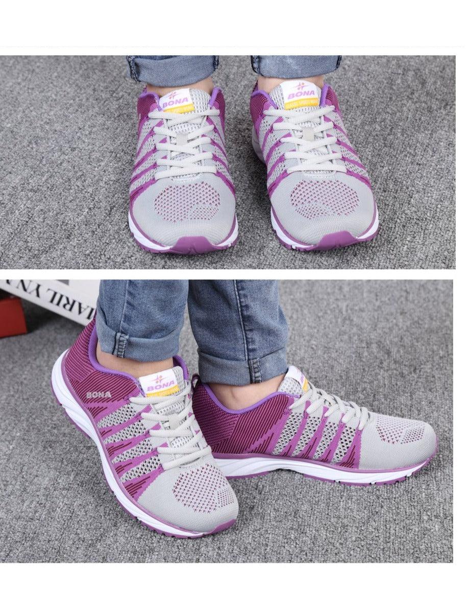 Nouvelles Chaussures de Course Élégantes pour Femmes, Baskets de Marche et de Jogging d'Extérieur, Chaussures de Sport à Lacets en Maille, Baskets de Course Antidérapantes Légères et Respirantes en Maille