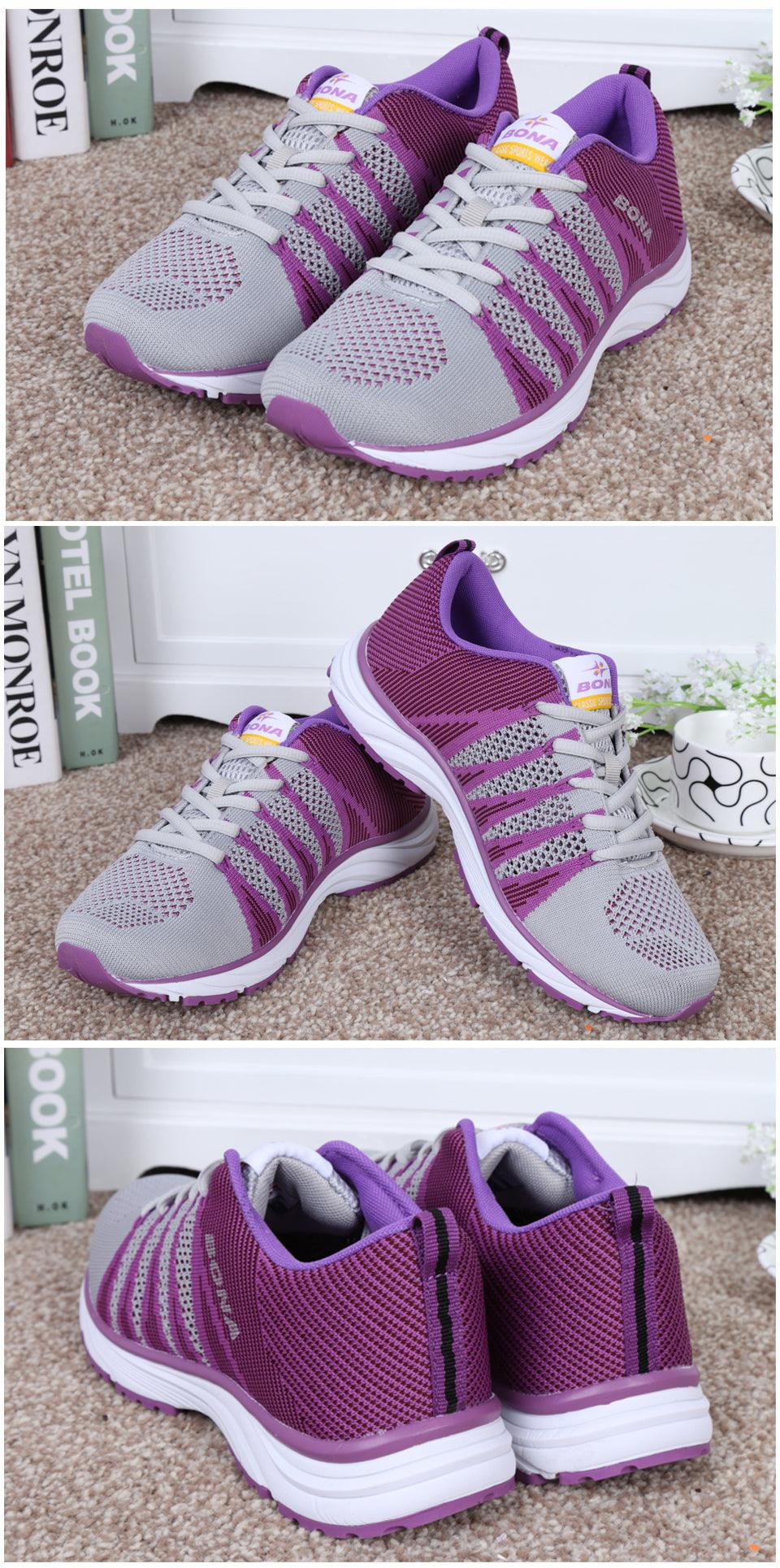 Nouvelles Chaussures de Course Élégantes pour Femmes, Baskets de Marche et de Jogging d'Extérieur, Chaussures de Sport à Lacets en Maille, Baskets de Course Antidérapantes Légères et Respirantes en Maille