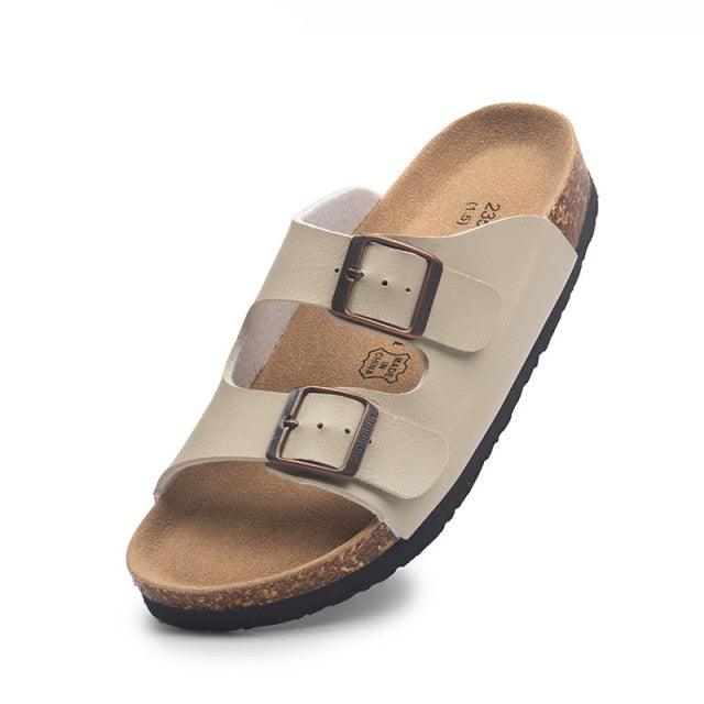 Nouvelles claquettes d'été décontractées à double boucle antidérapantes pour femmes, mules plates confortables à enfiler, sandales plates ajustables en EVA à double boucle pour femmes