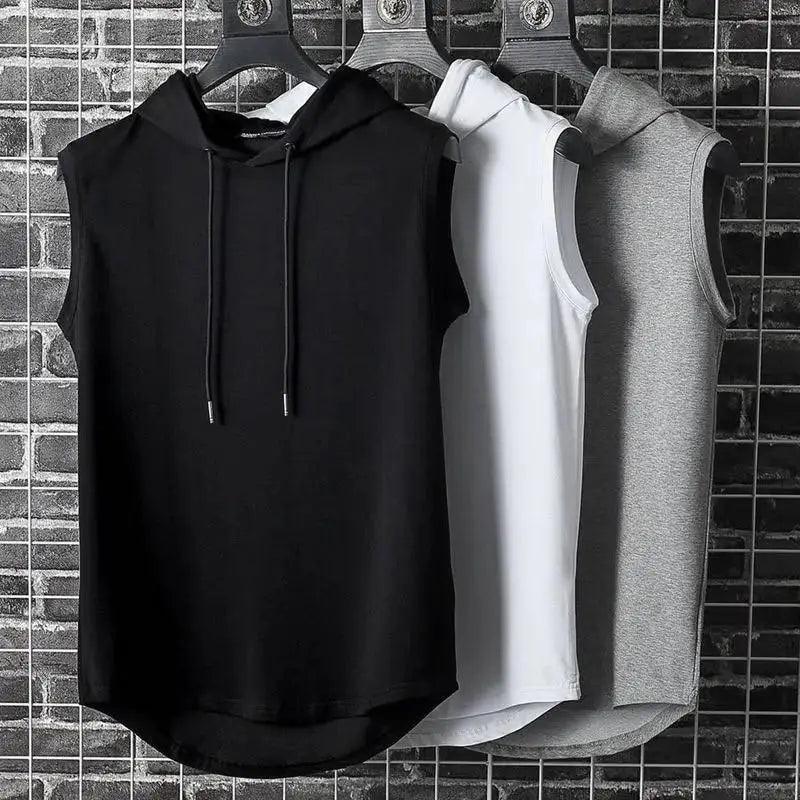 Nouvelle veste à capuche sans manches pour hommes, gilet de musculation, chemise de fitness, gilet de course d'été pour hommes, collants de compression, débardeurs de gym, chemise de sport sans manches à séchage rapide, débardeurs de fitness pour hommes