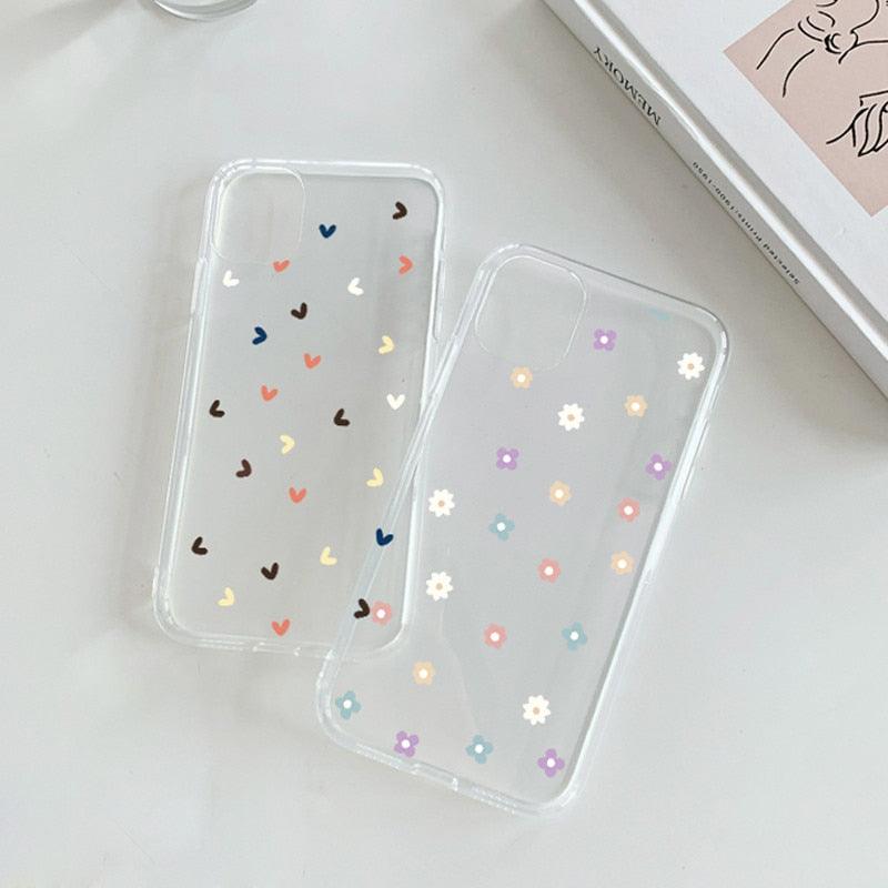 Nouvel étui de téléphone transparent en forme de cœur pour iPhone 11 12 Pro Max, coque arrière en silicone antichoc, motif cœur mignon pour femmes filles, étuis transparents souples, flexibles, durables et minces à dos rigide
