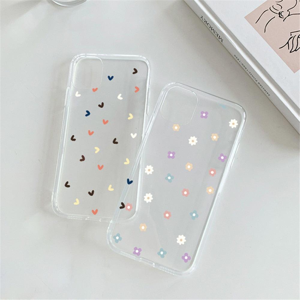 Nouvel étui de téléphone transparent en forme de cœur pour iPhone 11 12 Pro Max, coque arrière en silicone antichoc, motif cœur mignon pour femmes filles, étuis transparents souples, flexibles, durables et minces à dos rigide