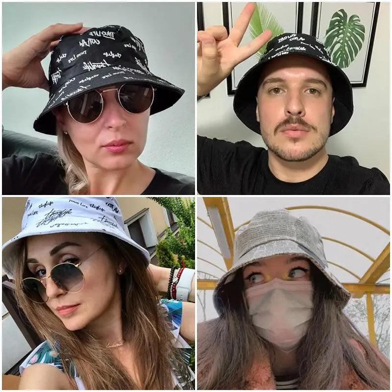 Nouveaux Bob Chapeaux d'Été Tendance pour Femmes Chapeau Panama Homme Chapeau de Soleil Panama Double Face Pêcheur Casquette pour Garçons/Filles