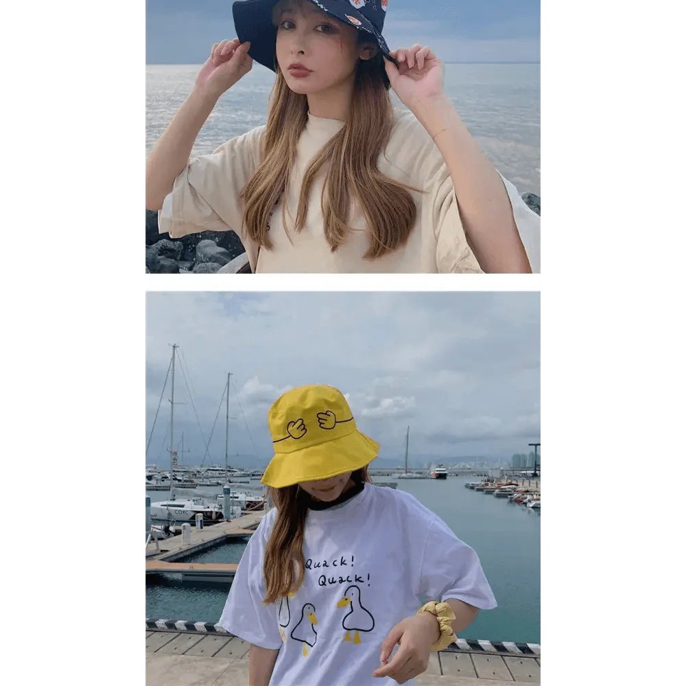 Nouveaux Bob Chapeaux d'Été Tendance pour Femmes Chapeau Panama Homme Chapeau de Soleil Panama Double Face Pêcheur Casquette pour Garçons/Filles