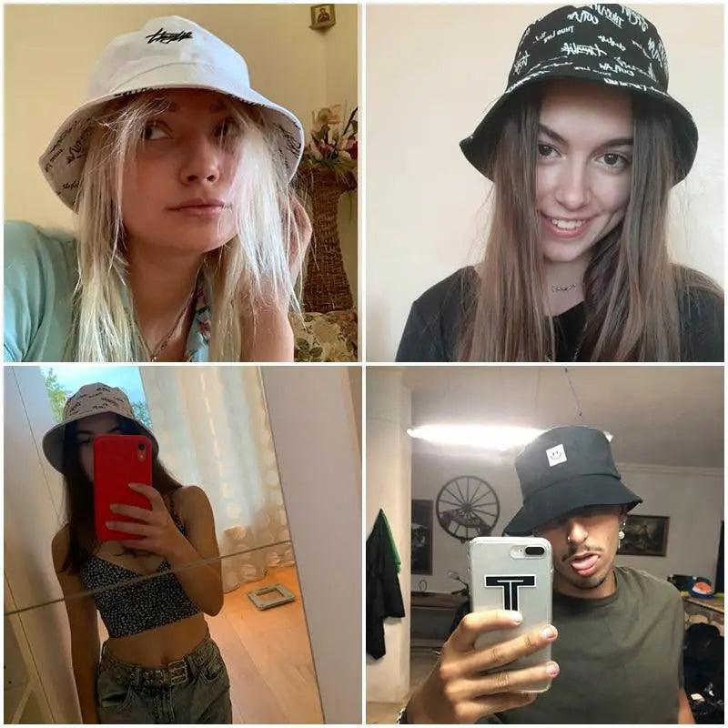 Nouveaux Bob Chapeaux d'Été Tendance pour Femmes Chapeau Panama Homme Chapeau de Soleil Panama Double Face Pêcheur Casquette pour Garçons/Filles
