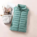 Nouveau gilet d'hiver tendance en duvet de canard ultra léger pour femme, col montant, sans manches, pour fille