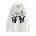 Nouveau Sweat à Capuche Tendance Vintage Hip Hop Streetwear Femme Angel Dark Impression Fermeture Éclair Veste Manteau Haut à Capuche Vêtements Hommes Femmes Punk Vêtement d'extérieur