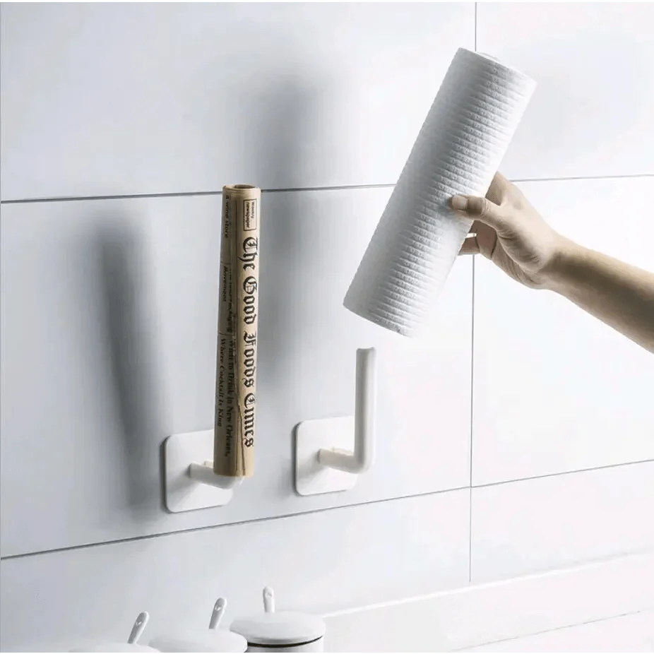 Nouveau Vigorous 1pc Accessoires de cuisine auto-adhésifs sous l'armoire Porte-rouleau de papier Support de serviette Cintre à mouchoirs Rangement pour salle de bain Toilettes
