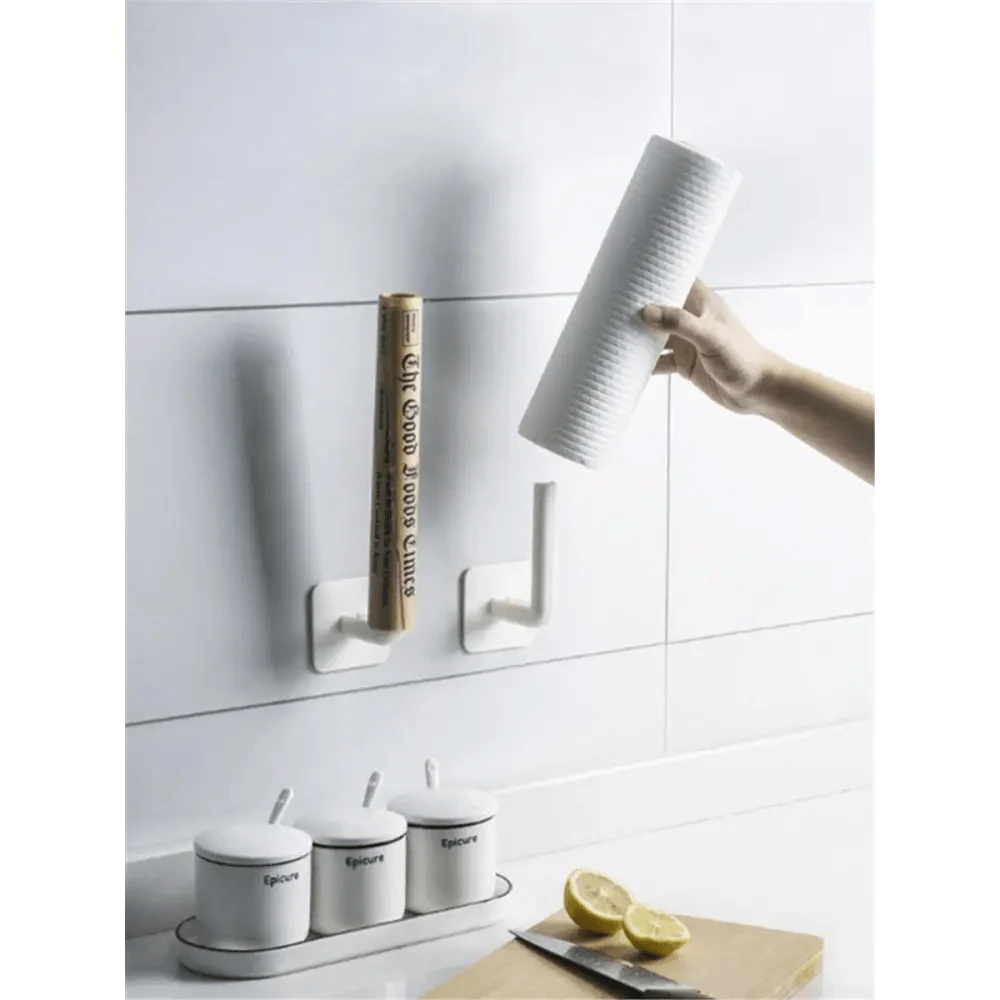 Nouveau Vigorous 1pc Accessoires de cuisine auto-adhésifs sous l'armoire Porte-rouleau de papier Support de serviette Cintre à mouchoirs Rangement pour salle de bain Toilettes