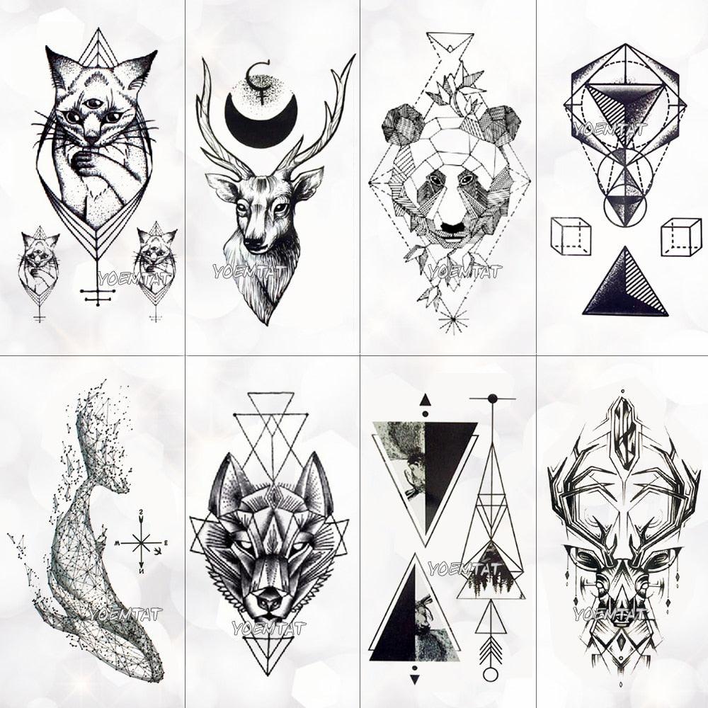 Nouveau tatouage temporaire étanche autocollant cerf Animal Flash Tatoo ligne noire Art corporel petit motif décoratif pour femmes garçons