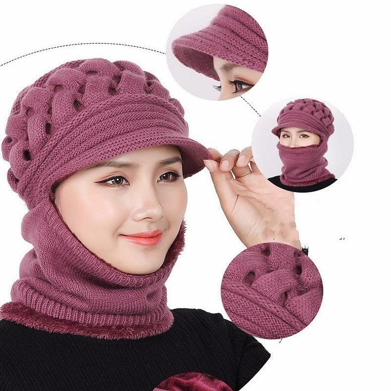 Nouveau bonnet cagoule d'hiver - Bonnet mère femme chaud épais - Bonnets de cyclisme d'extérieur rayés Gorgas - Ensemble bonnet écharpe masque - Bonnet de sport d'extérieur chaud pour homme - Bonnets tricotés - Bandana de randonnée - Cache-cou enfant