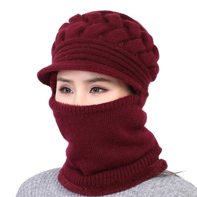 Nouveau bonnet cagoule d'hiver - Bonnet mère femme chaud épais - Bonnets de cyclisme d'extérieur rayés Gorgas - Ensemble bonnet écharpe masque - Bonnet de sport d'extérieur chaud pour homme - Bonnets tricotés - Bandana de randonnée - Cache-cou enfant