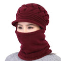 Nouveau bonnet cagoule d'hiver - Bonnet mère femme chaud épais - Bonnets de cyclisme d'extérieur rayés Gorgas - Ensemble bonnet écharpe masque - Bonnet de sport d'extérieur chaud pour homme - Bonnets tricotés - Bandana de randonnée - Cache-cou enfant