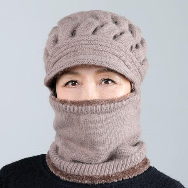 New Winter Balaclava Beanies Mother Hat Women Warm Thick Skellies Riding Outdoor Hats Gorgas Stripes Beanie Cap Mask Scarf Hat Set Outdoor Sport Warm Beanies Hat For Men Knitted Hats Bandana Hiking Camping Kid Neck Warmer Cap