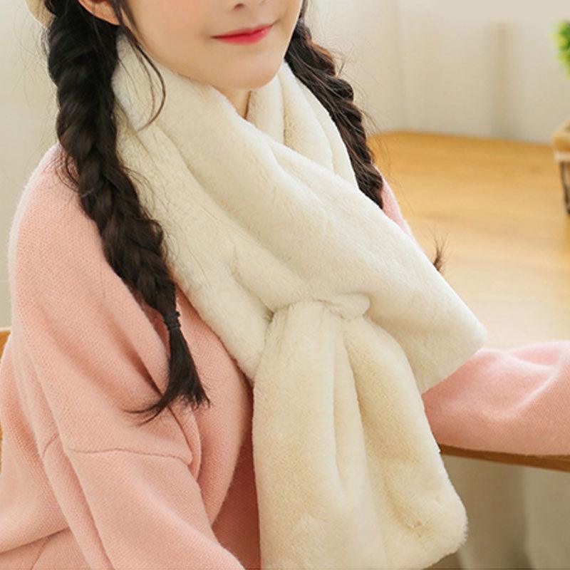 Nouvelle Écharpe Chaude Épaisse Couleur Unie Hiver Col Doux Fausse Fourrure de Lapin Cache-cou Peluche Chaud Écharpes Croisées Foulard Châle Uni avec Perles Élégant Pour Femmes