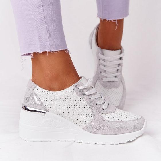 Nouvelles chaussures décontractées pour femmes, chaussures de sport élégantes à talon compensé, coussin d'air confortable, baskets vulcanisées pour femmes, baskets de sport respirantes