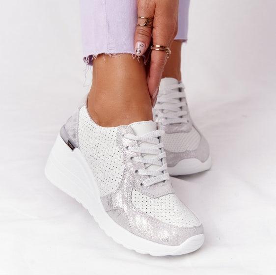 Nouvelles chaussures décontractées pour femmes, chaussures de sport élégantes à talon compensé, coussin d'air confortable, baskets vulcanisées pour femmes, baskets de sport respirantes