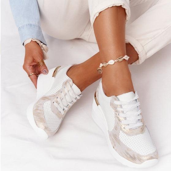 Nouvelles chaussures décontractées pour femmes, chaussures de sport élégantes à talon compensé, coussin d'air confortable, baskets vulcanisées pour femmes, baskets de sport respirantes