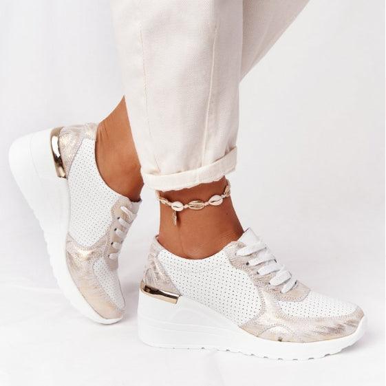 Nouvelles chaussures décontractées pour femmes, chaussures de sport élégantes à talon compensé, coussin d'air confortable, baskets vulcanisées pour femmes, baskets de sport respirantes