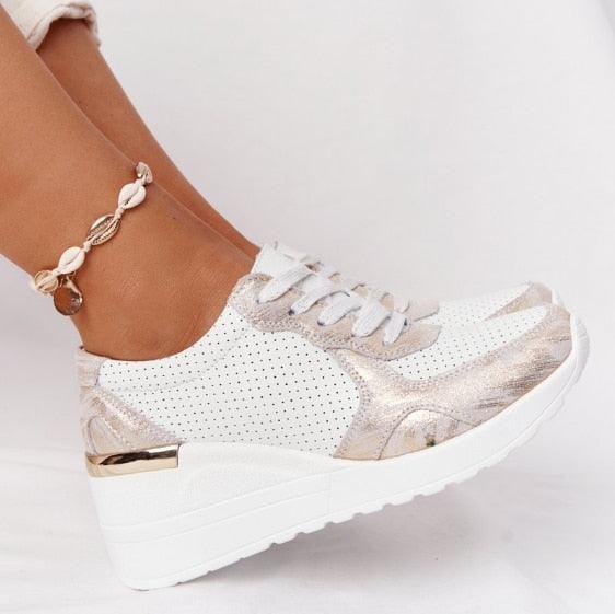 Nouvelles chaussures décontractées pour femmes, chaussures de sport élégantes à talon compensé, coussin d'air confortable, baskets vulcanisées pour femmes, baskets de sport respirantes
