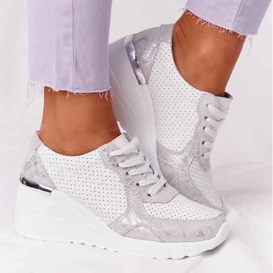 Nouvelles chaussures décontractées pour femmes, chaussures de sport élégantes à talon compensé, coussin d'air confortable, baskets vulcanisées pour femmes, baskets de sport respirantes