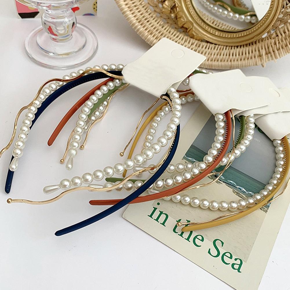 Nouveau Serre-tête Élégant Femme avec Perles Simples, Doux, Support, Ornement, Bandeau, Accessoires Cheveux Tendance pour Femme