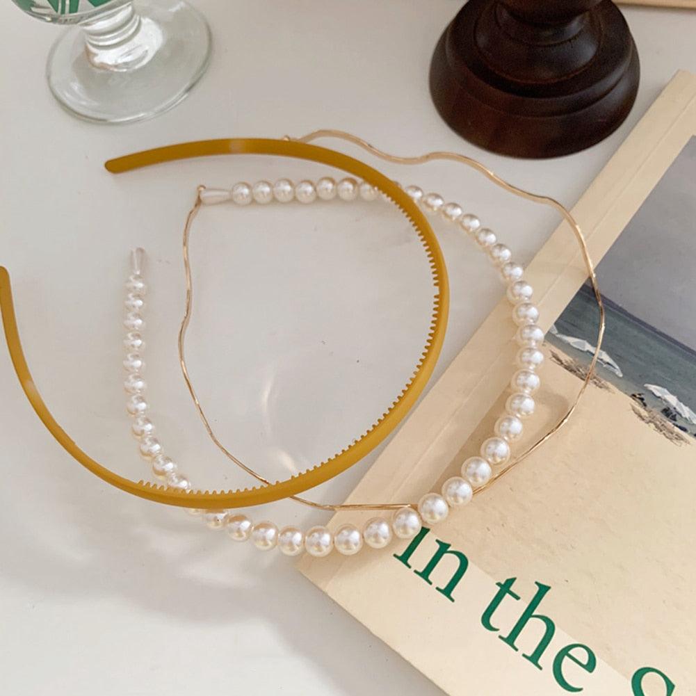 Nouveau Serre-tête Élégant Femme avec Perles Simples, Doux, Support, Ornement, Bandeau, Accessoires Cheveux Tendance pour Femme