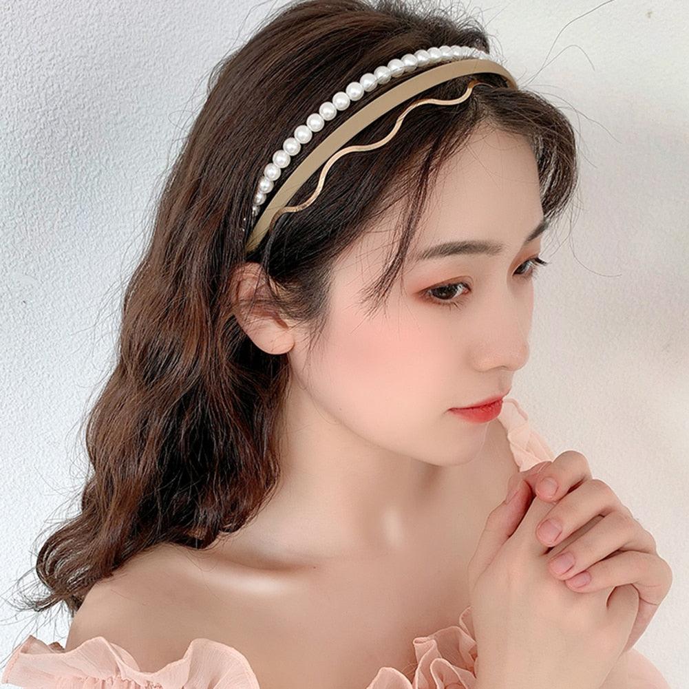 Nouveau Serre-tête Élégant Femme avec Perles Simples, Doux, Support, Ornement, Bandeau, Accessoires Cheveux Tendance pour Femme