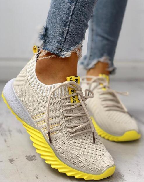 Nouvelles Plateformes Femme Baskets Modernes Chaussures de Marche Décontractées Chaussures à Enfiler en Maille Légères et Confortables Chaussures Vulcanisées Baskets de Luxe Tendance Femme