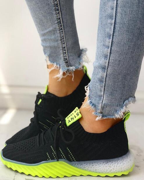 Nouvelles Plateformes Femme Baskets Modernes Chaussures de Marche Décontractées Chaussures à Enfiler en Maille Légères et Confortables Chaussures Vulcanisées Baskets de Luxe Tendance Femme